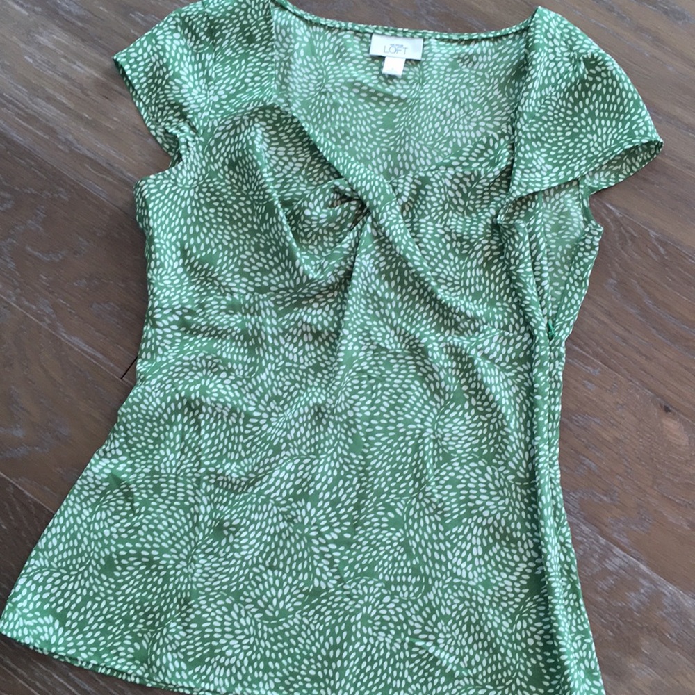 Ann Taylor Loft Green Cap Sleeve Blouse